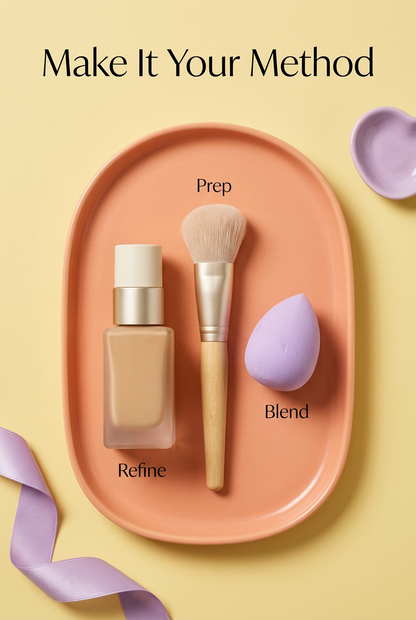 Foundation with brush and sponge on coral tray
