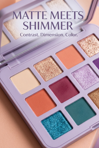 Detail 2: matte and shimmer palette textures