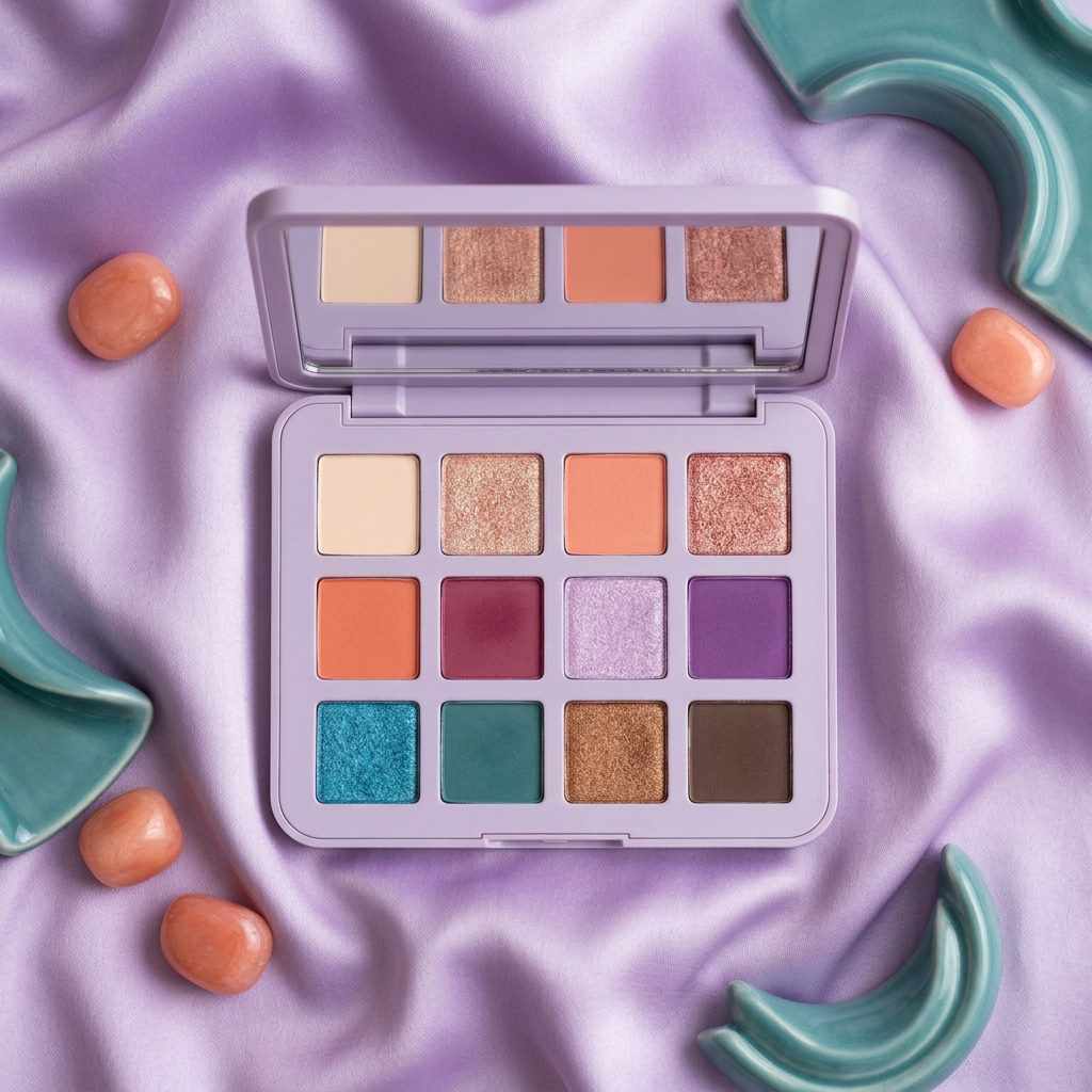 Main image 2: palette styled on lilac satin