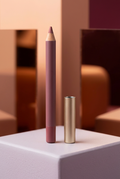 Logo-free mauve lip pencil and champagne gold cap