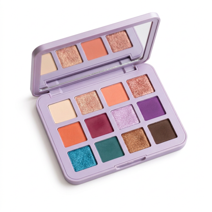 Lavender eyeshadow palette isolated on a white background
