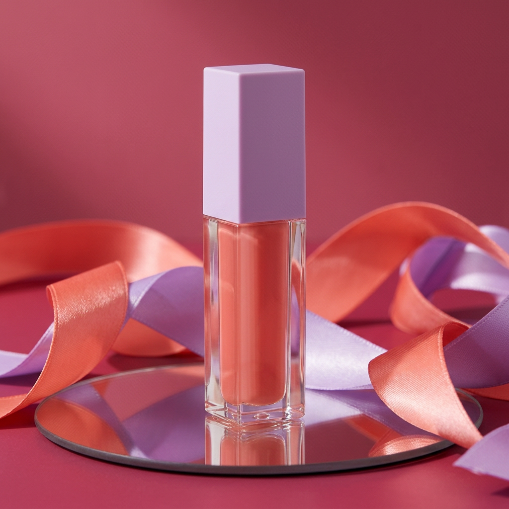 Main image 3: lip gloss in a colorful mirrored studio setting