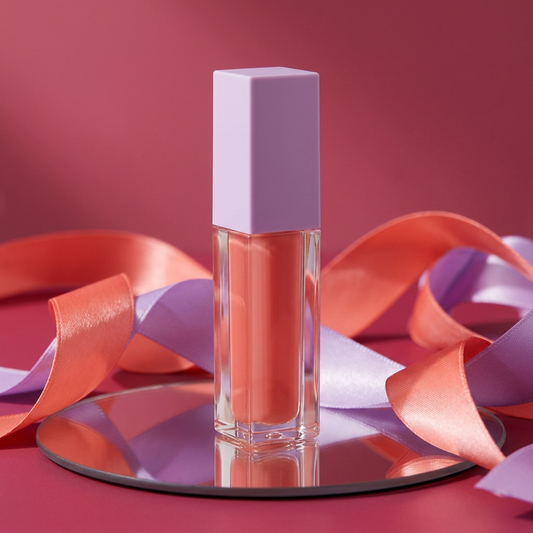 Main image 3: lip gloss in a colorful mirrored studio setting